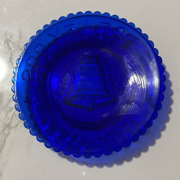 MOSSER CUP PLATE 1776-1976 Bicentennial 200 Years Ago LIBERTY BELL COBALT BLUE - Picture 3 of 6